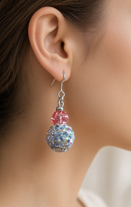 Boucle d'oreille boule a facettes