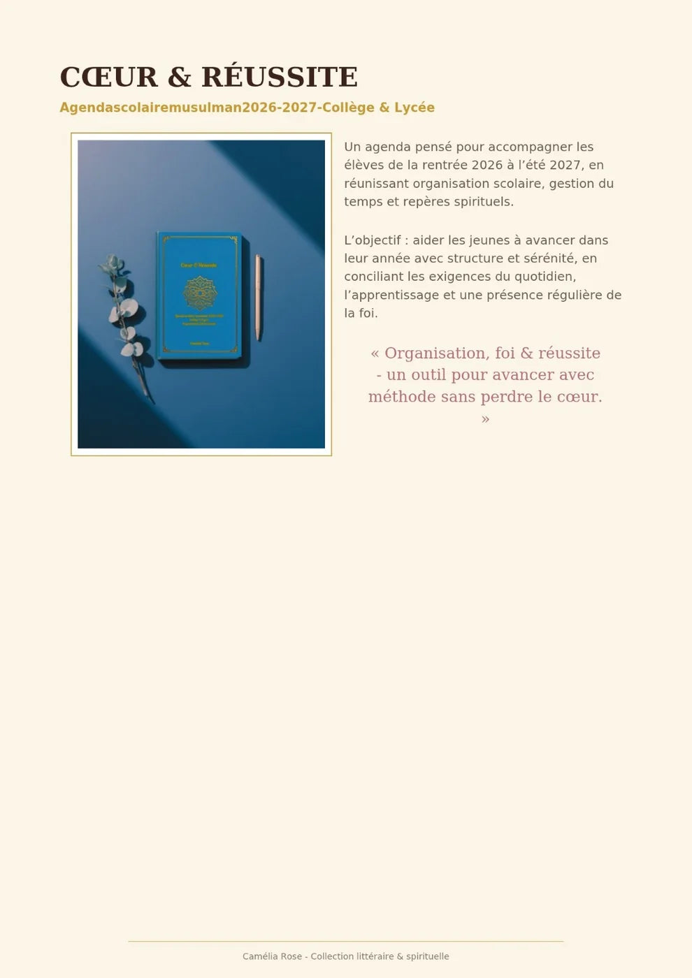 Agenda musulman relié – Journal spirituel personnalisable