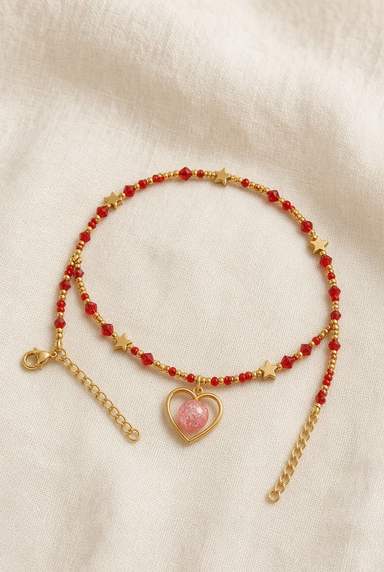 Collier Cœur – Rouge et doré