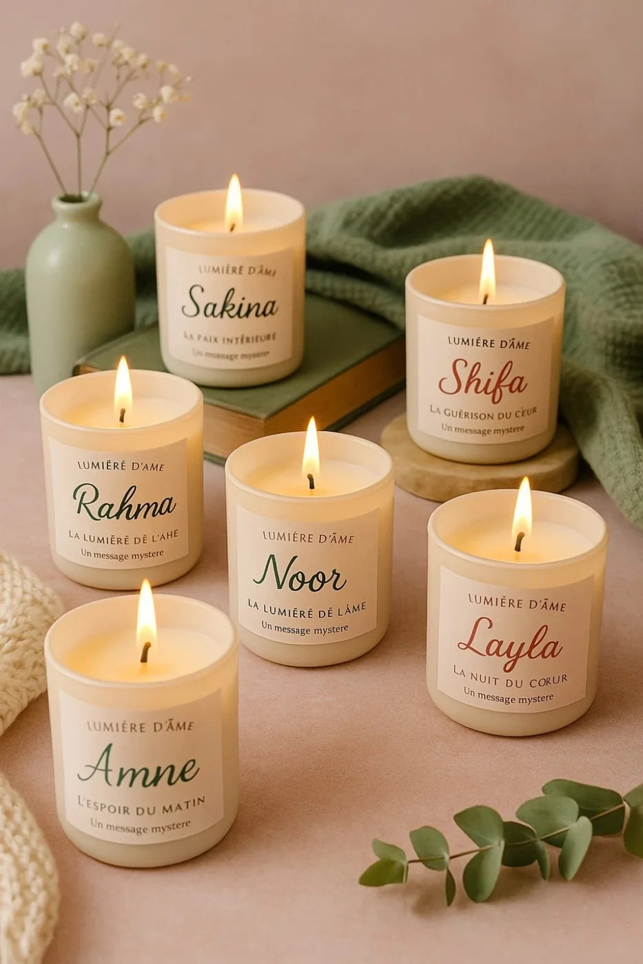 Bougie soja coulée main parfumé et avec un message secret a l'intérieur de la bougie. Pour évoquer la patience