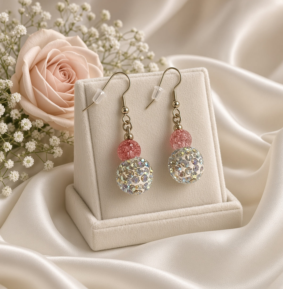 Boucle d'oreille boule a facettes