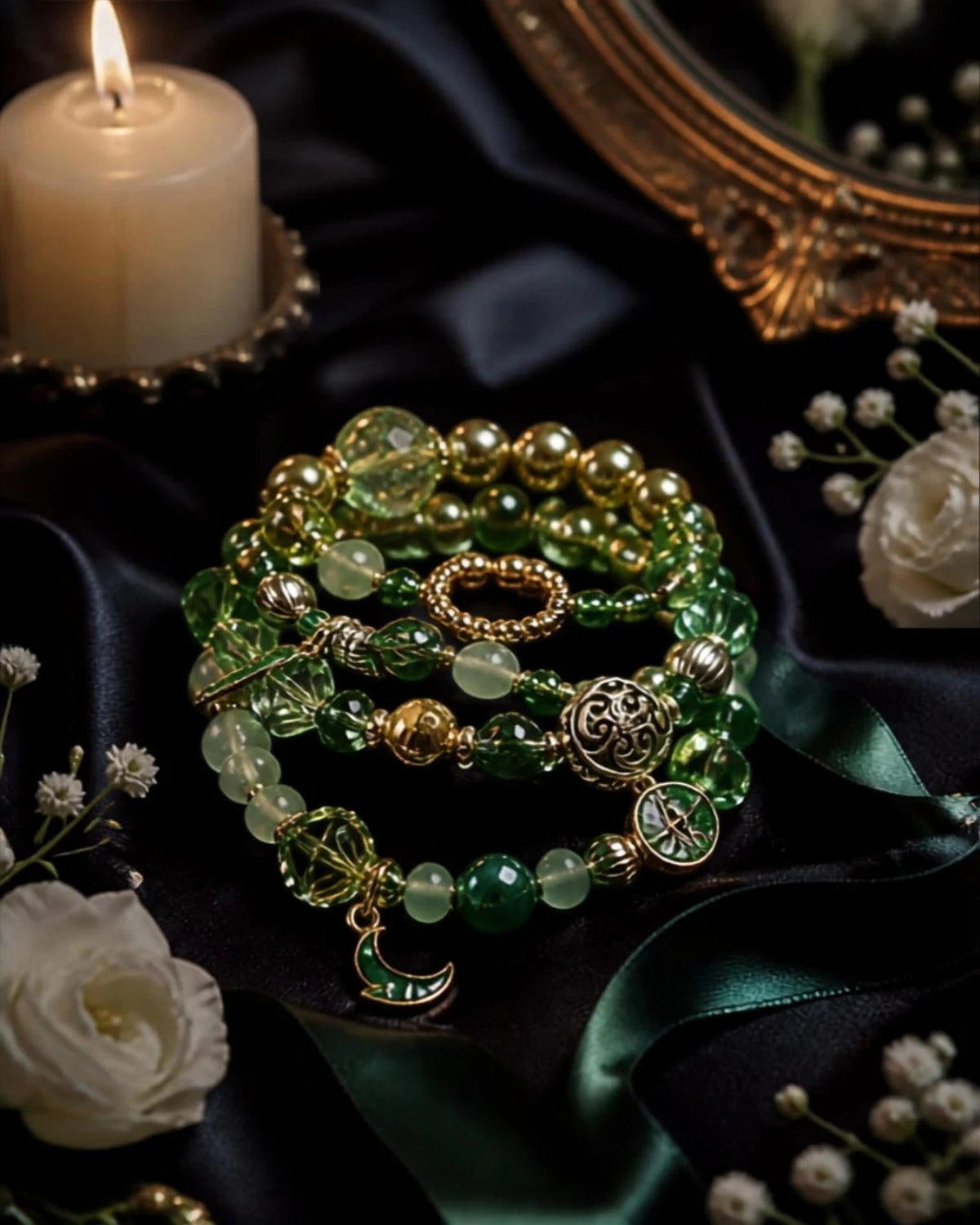 Bracelet multi rang émeraude