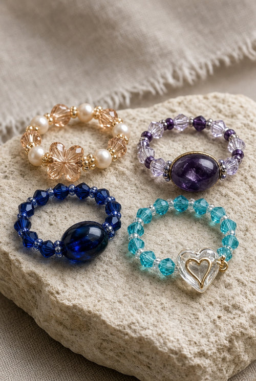 Bagues élastiques artisanales en perles – Maison Ihsan