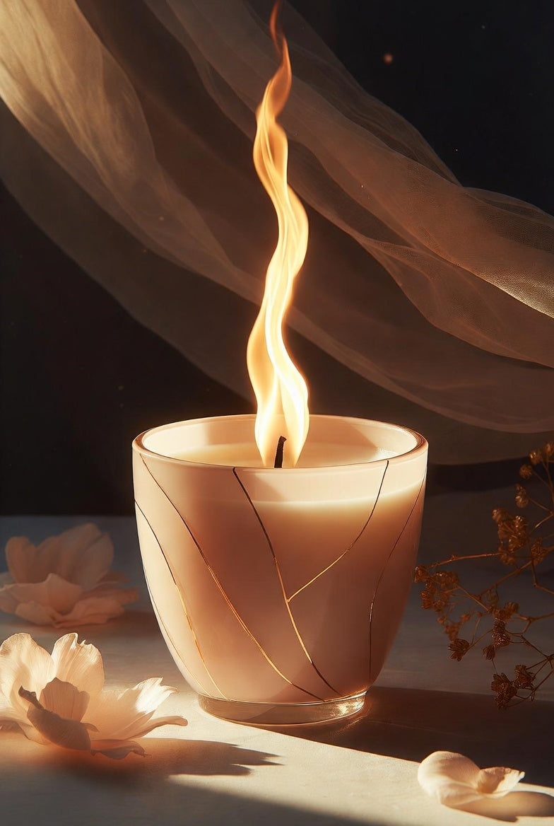 Bougie soja coulée main parfumé et avec un message secret a l'intérieur de la bougie. Pour évoquer la patience