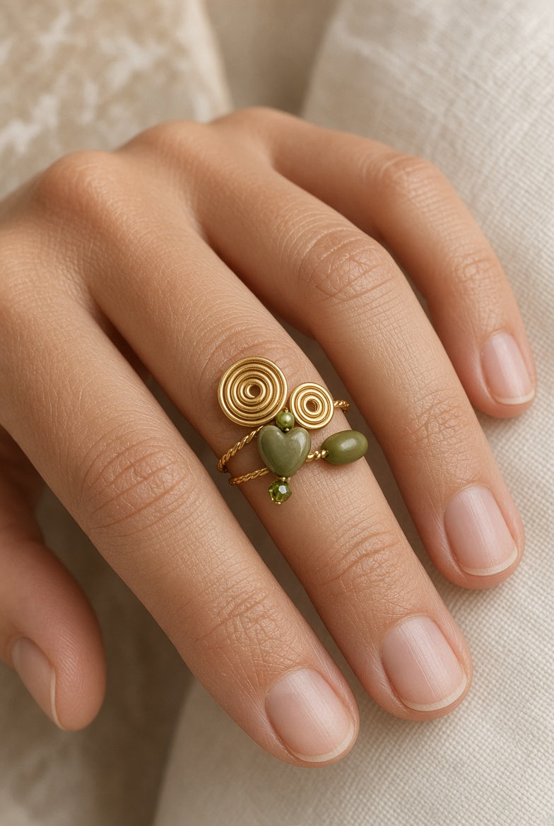 Bague torsadée Vert & Or