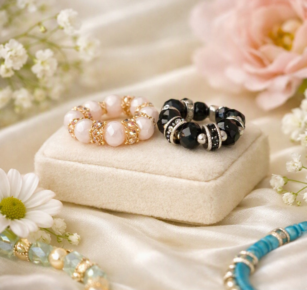 Bagues élastiques artisanales en perles – Maison Ihsan