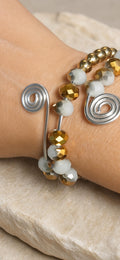 Bracelet spirale bleu ciel, argent & or