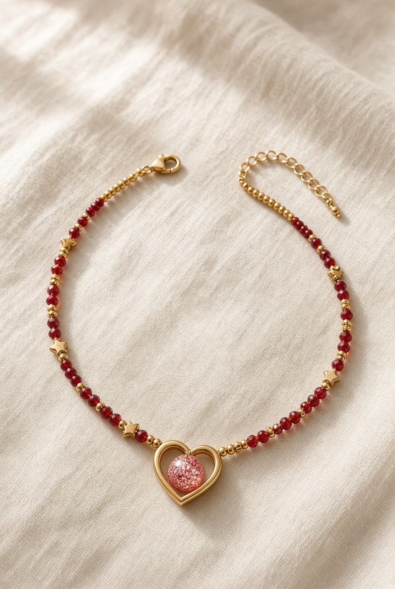 Collier Cœur – Rouge et doré